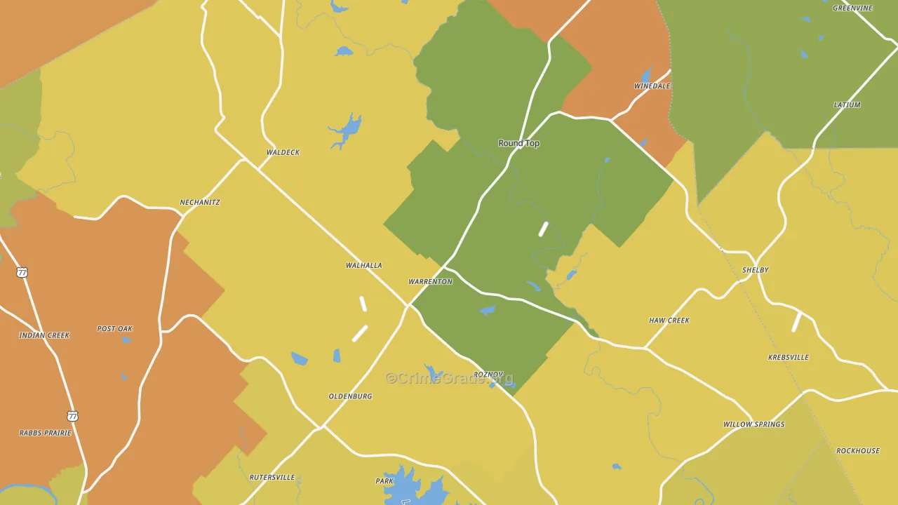 Round Top, TX Map of Murder Rates