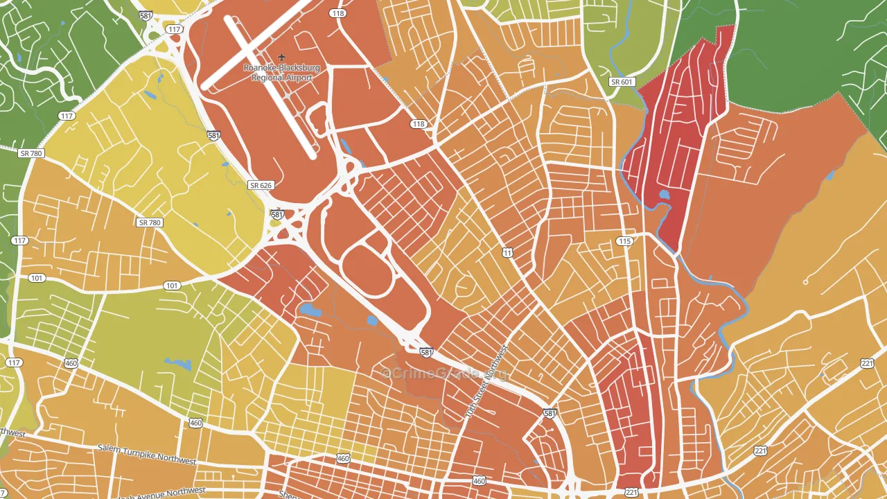 Roundhill, Roanoke, VA Map of Murder Rates