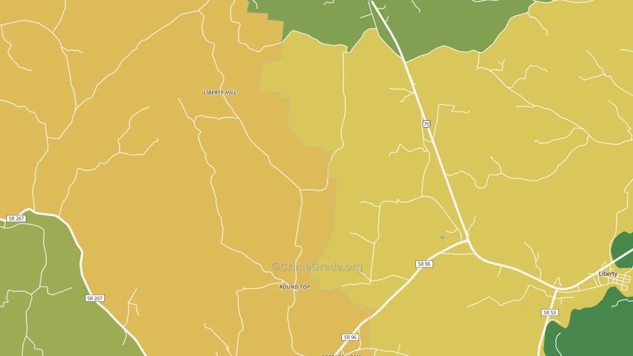 Roundtop, TN Map of Murder Rates