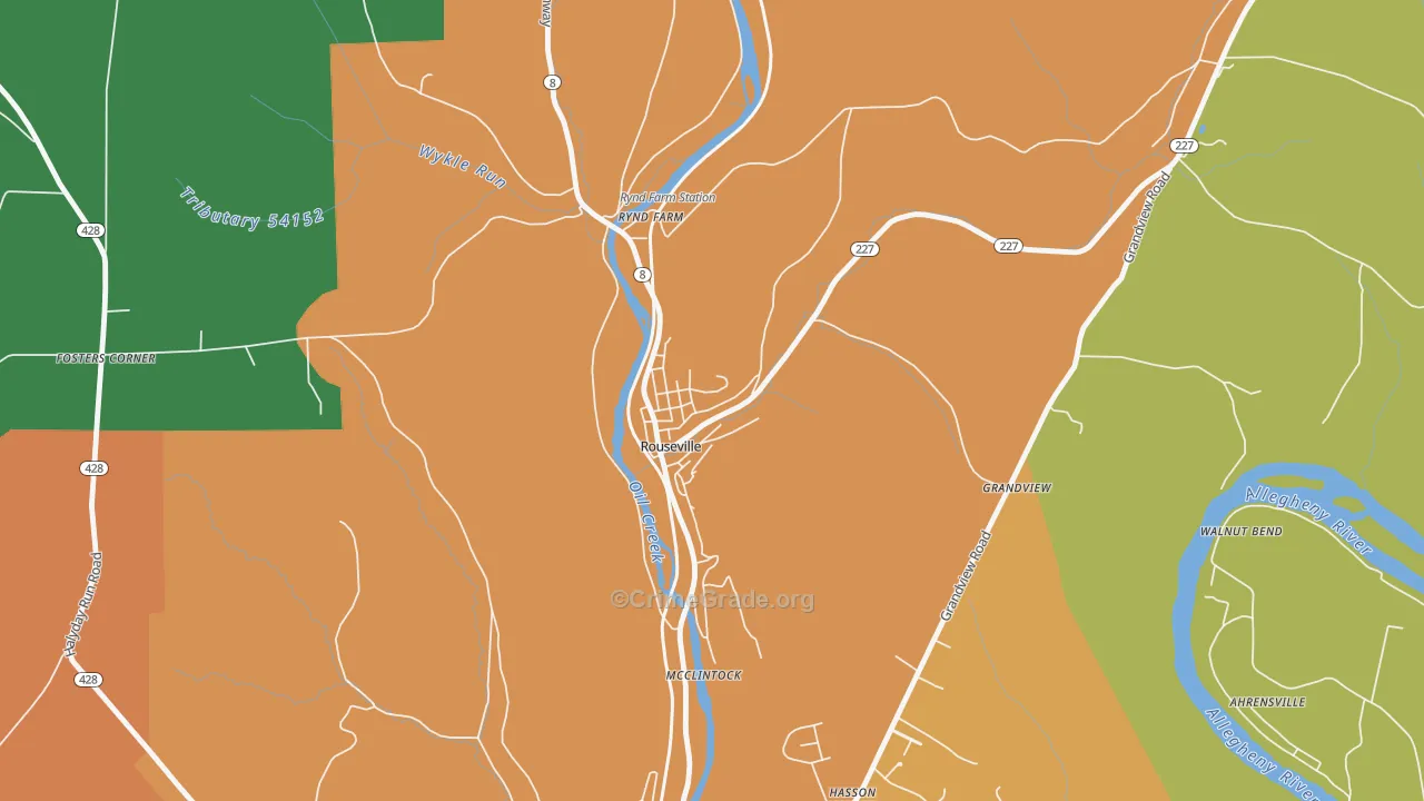 Rouseville, PA Map of Murder Rates