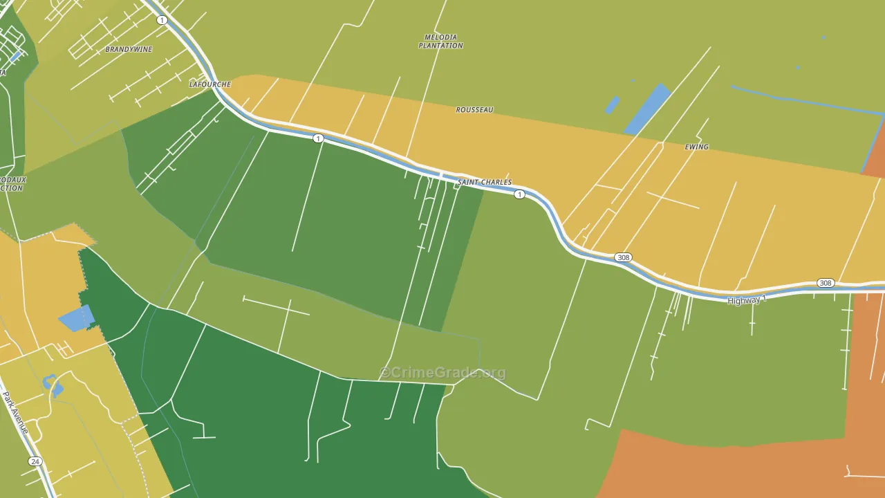 Rousseau, LA Map of Murder Rates
