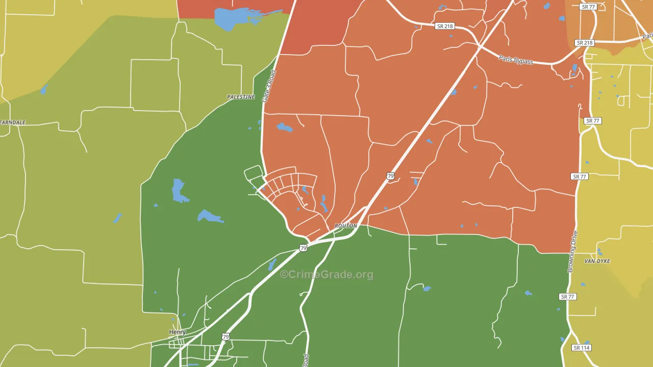 Routon, TN Map of Murder Rates