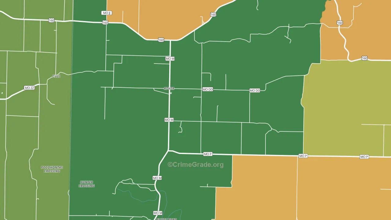 Rover, MO Map of Murder Rates