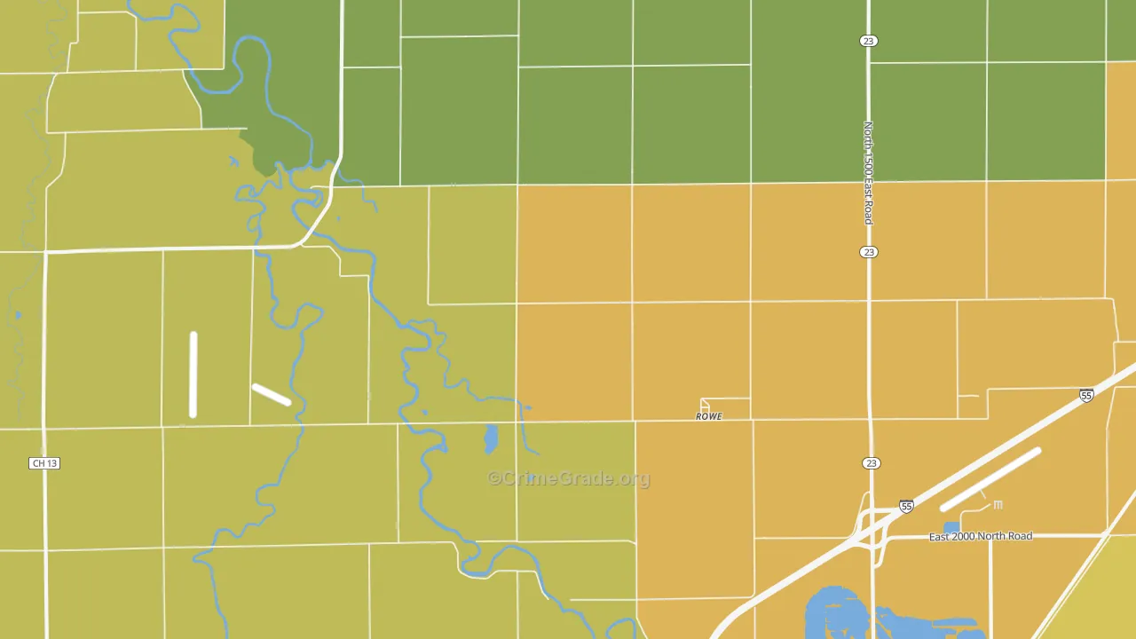 Rowe, IL Map of Murder Rates