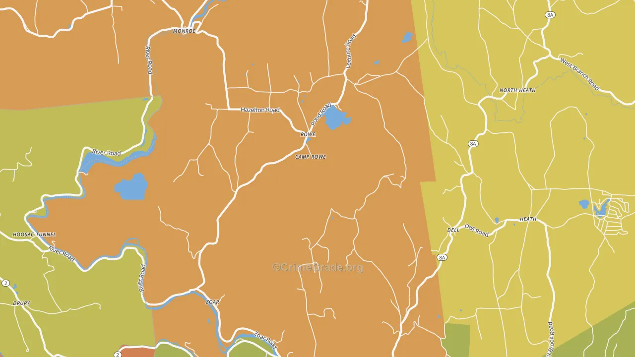 Rowe, MA Map of Murder Rates
