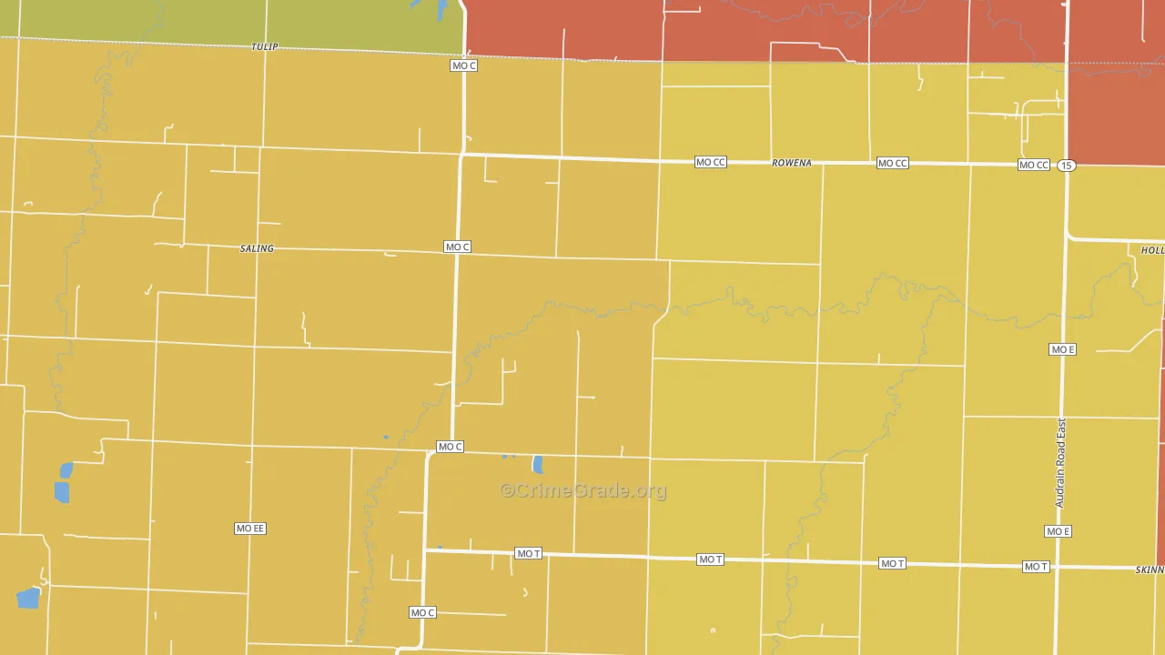Rowena, MO Map of Murder Rates