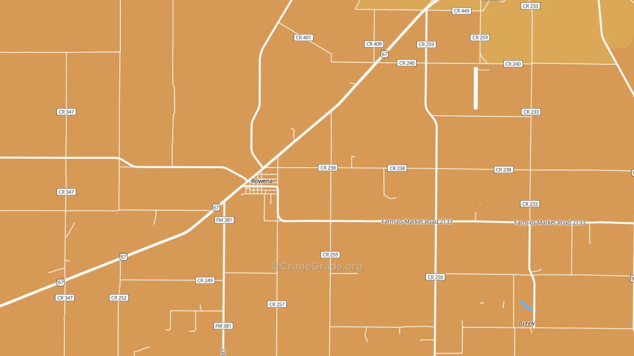 Rowena, TX Map of Murder Rates