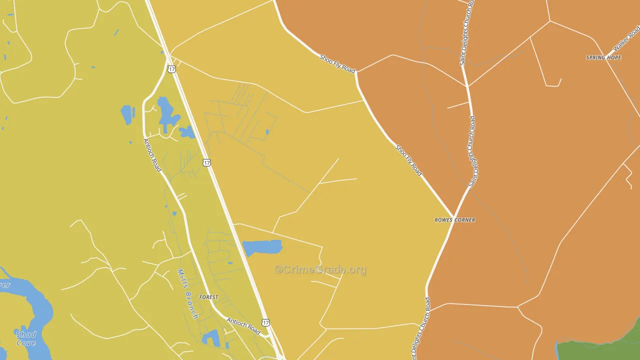 Rowes Corner, NC Map of Murder Rates