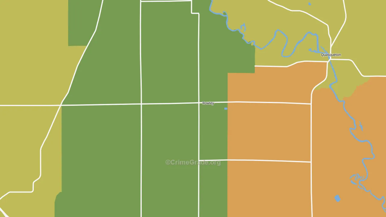 Rowley, IA Map of Murder Rates