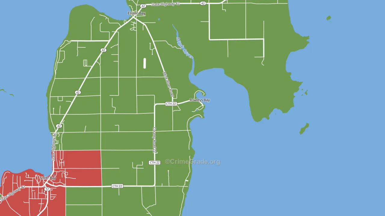 Rowleys Bay, WI Map of Murder Rates