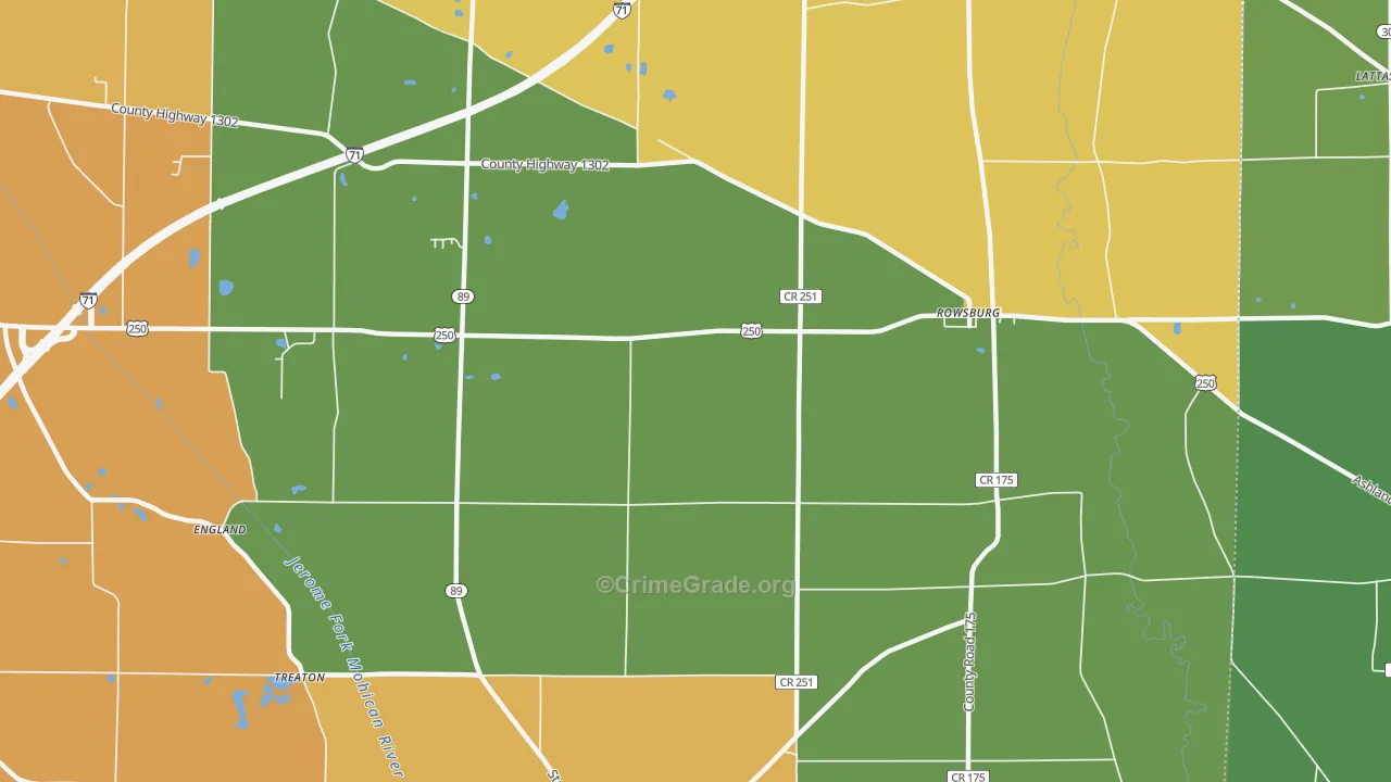 Rowsburg, OH Map of Murder Rates