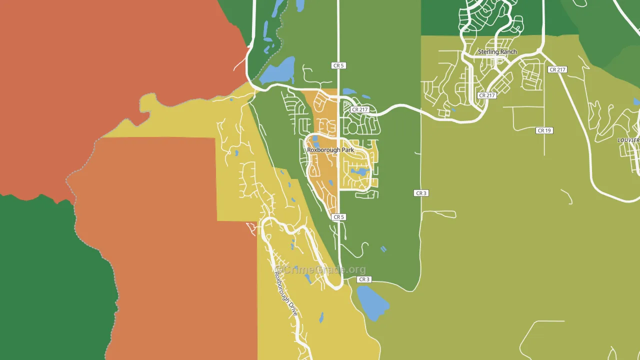 Roxborough Park, CO Map of Murder Rates