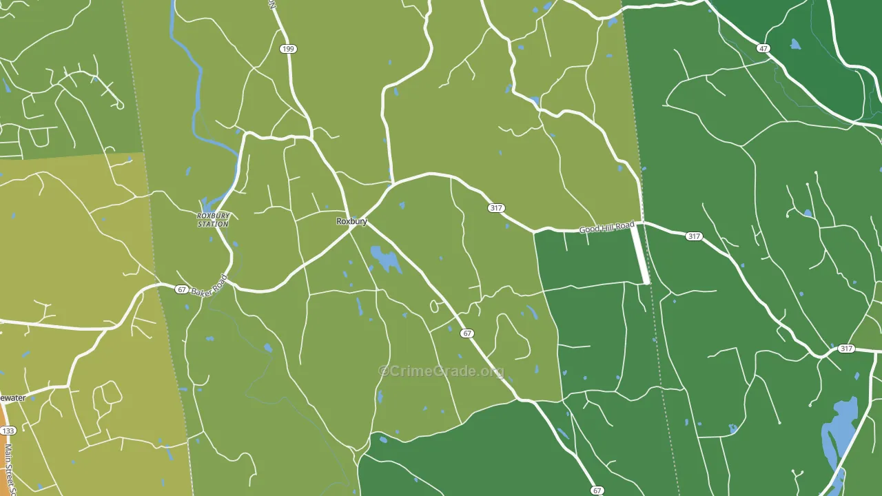 Roxbury, CT Map of Murder Rates