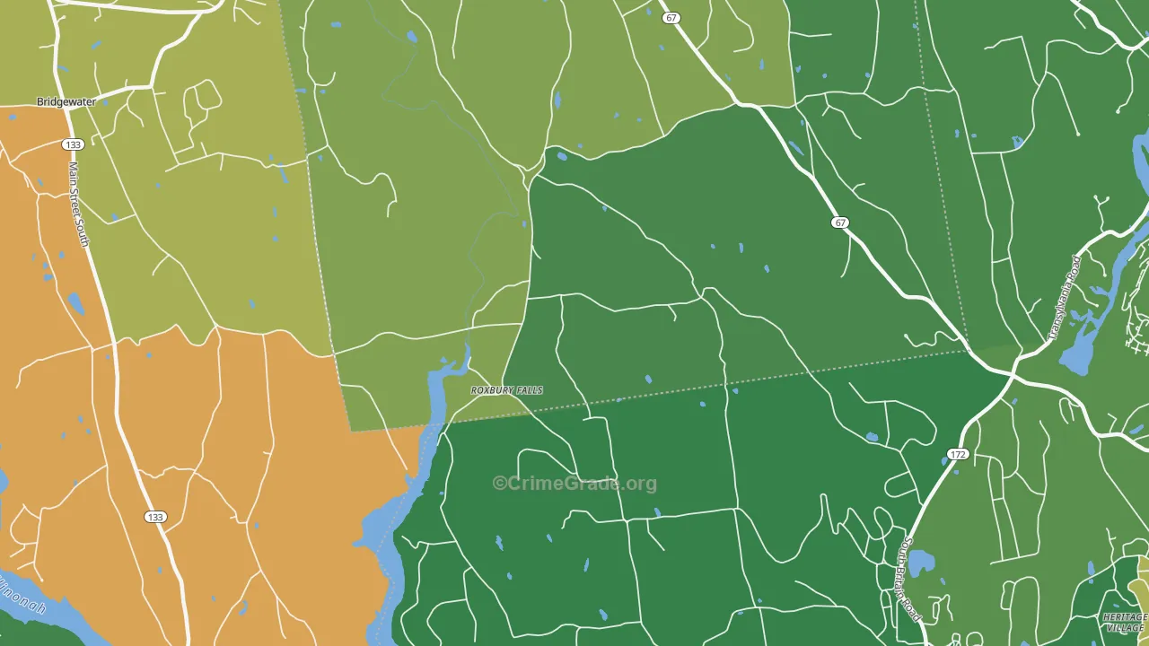 Roxbury Falls, CT Map of Murder Rates