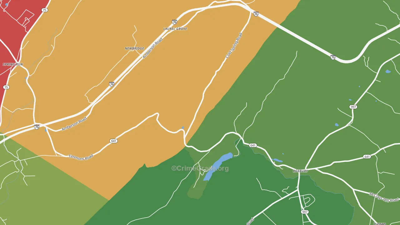 Roxbury, PA Map of Murder Rates