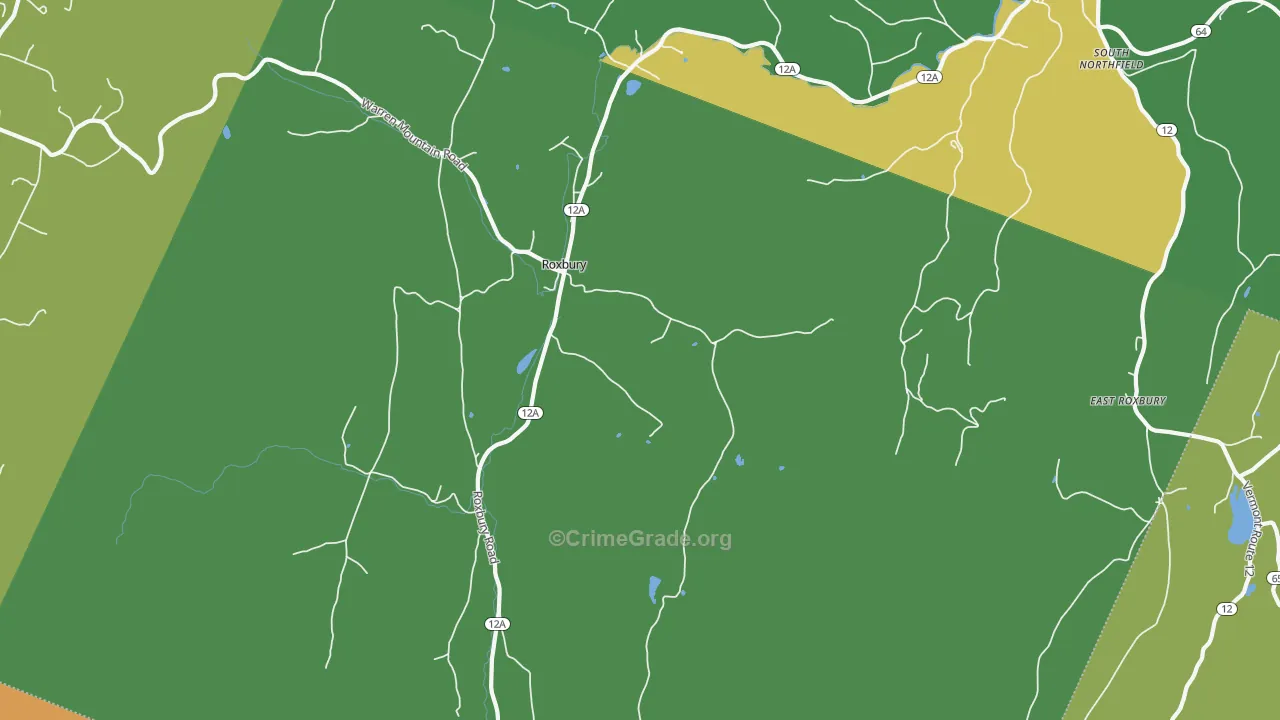 Roxbury, VT Map of Murder Rates