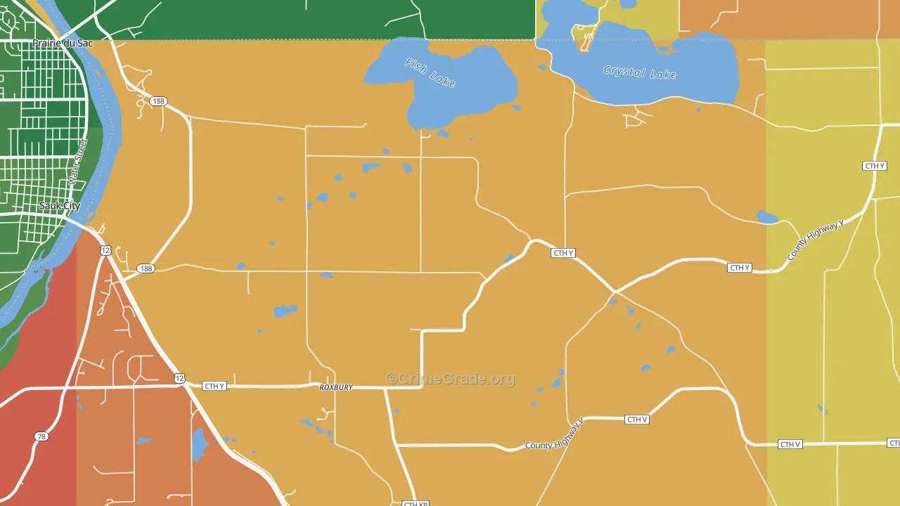 Roxbury, WI Map of Murder Rates
