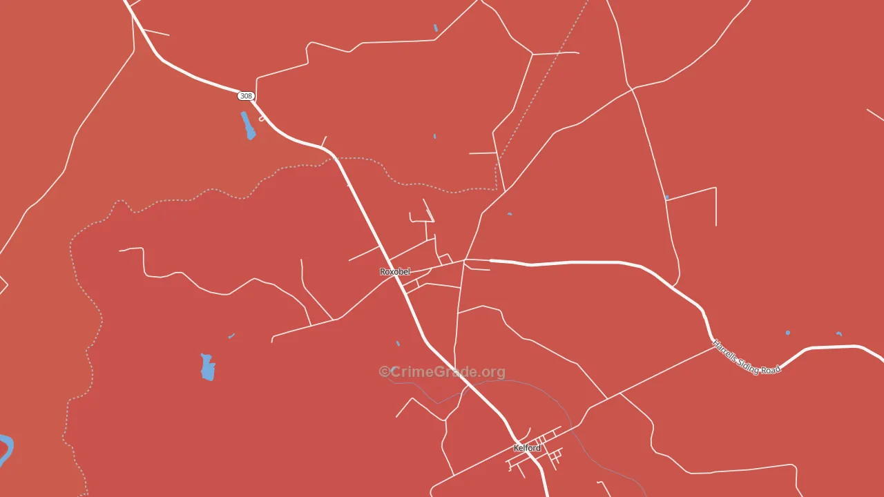 Roxobel, NC Map of Murder Rates