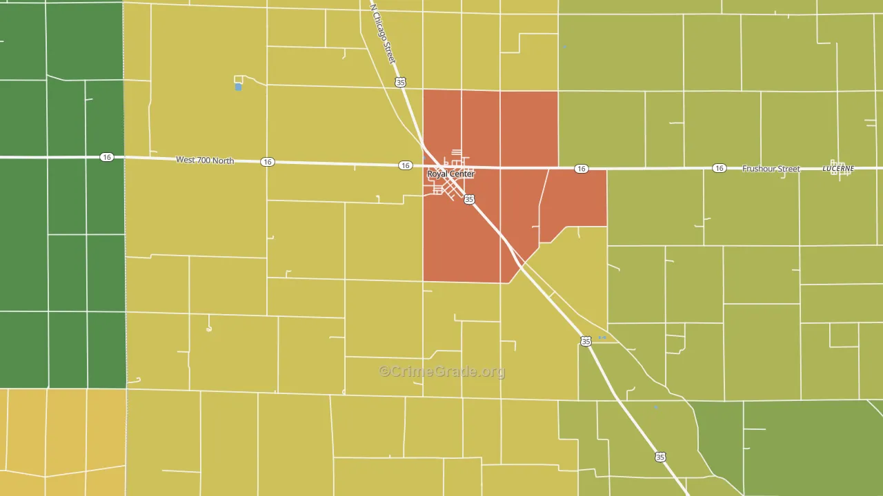 Royal Center, IN Map of Murder Rates