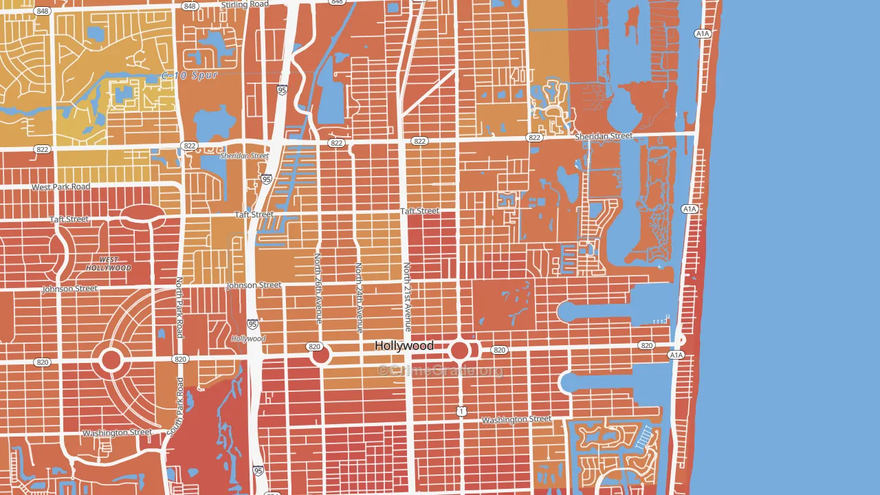 Royal Poinciana, Hollywood, FL Map of Murder Rates
