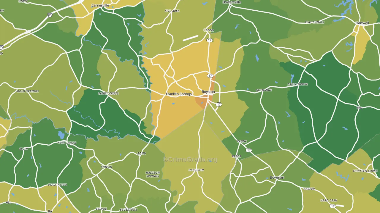 Royston, GA Map of Murder Rates