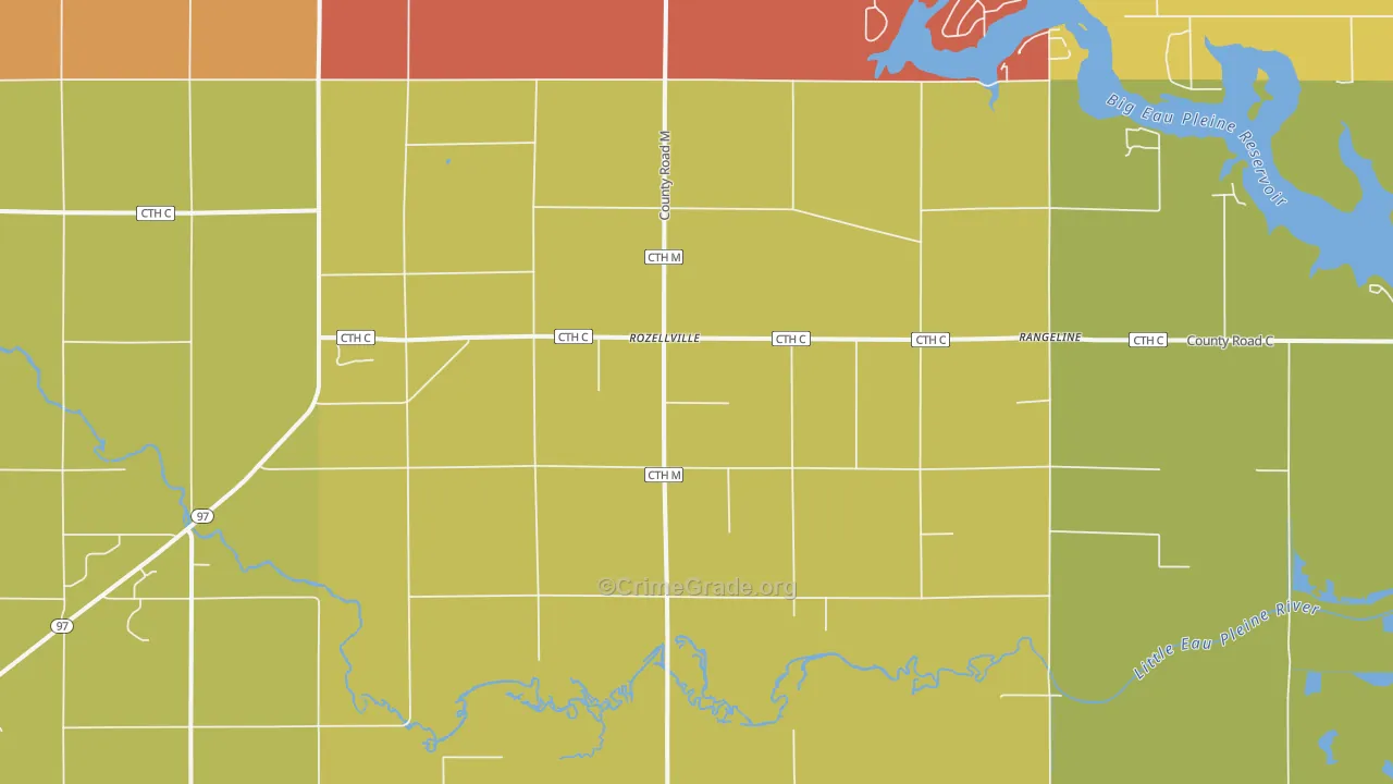 Rozellville, WI Map of Murder Rates