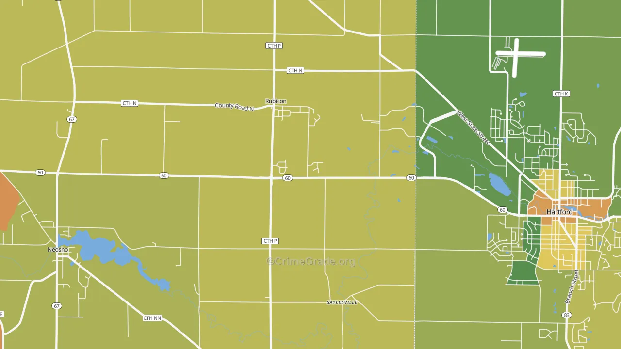 Rubicon, WI Map of Murder Rates