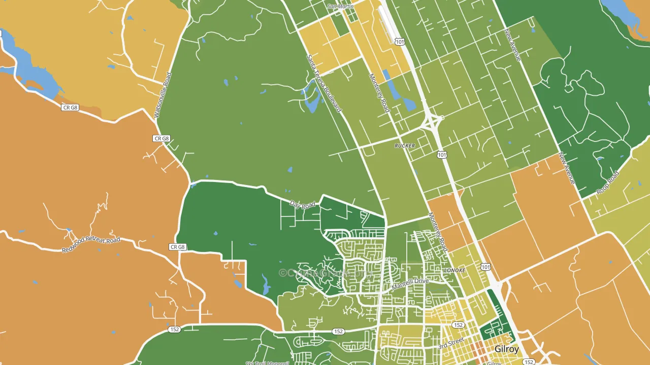 Rucker, CA Map of Murder Rates