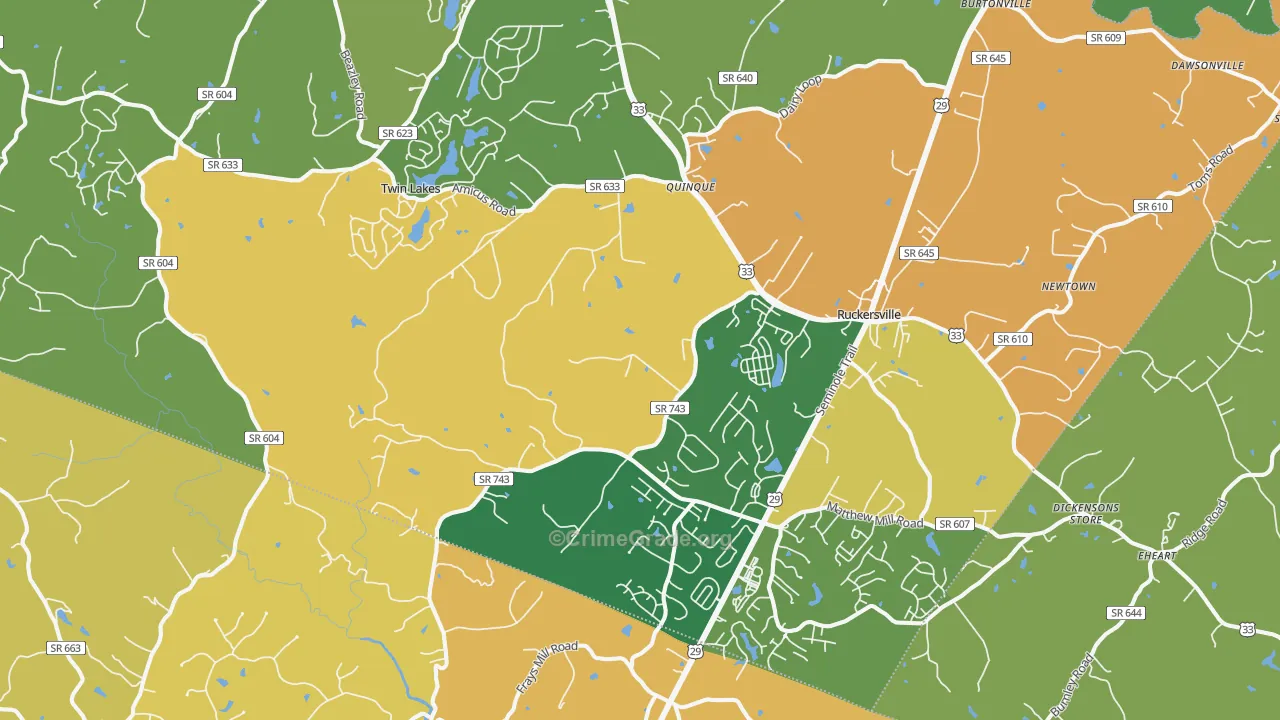 Ruckersville, VA Map of Murder Rates