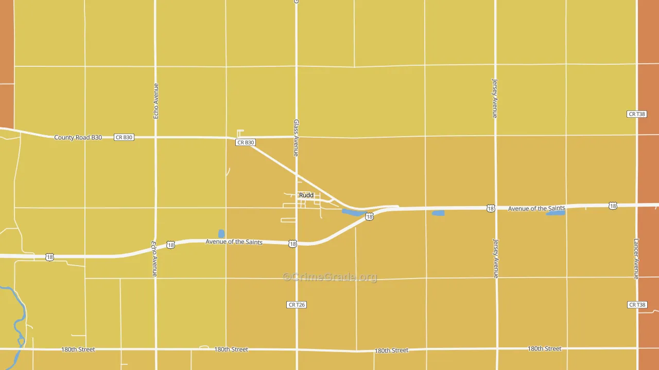 Rudd, IA Map of Murder Rates