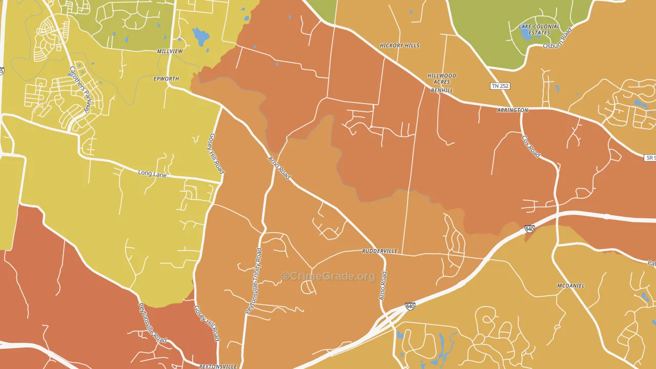Rudderville, TN Map of Murder Rates