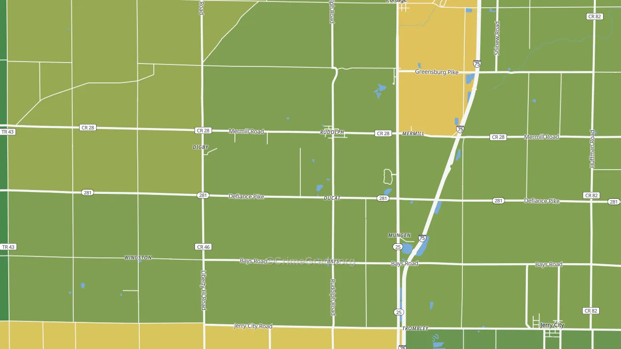 Rudolph, OH Map of Murder Rates