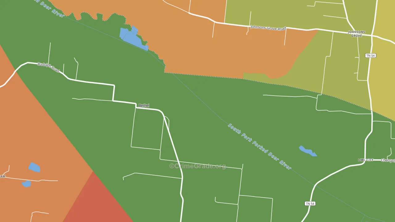Rudolph, TN Map of Murder Rates