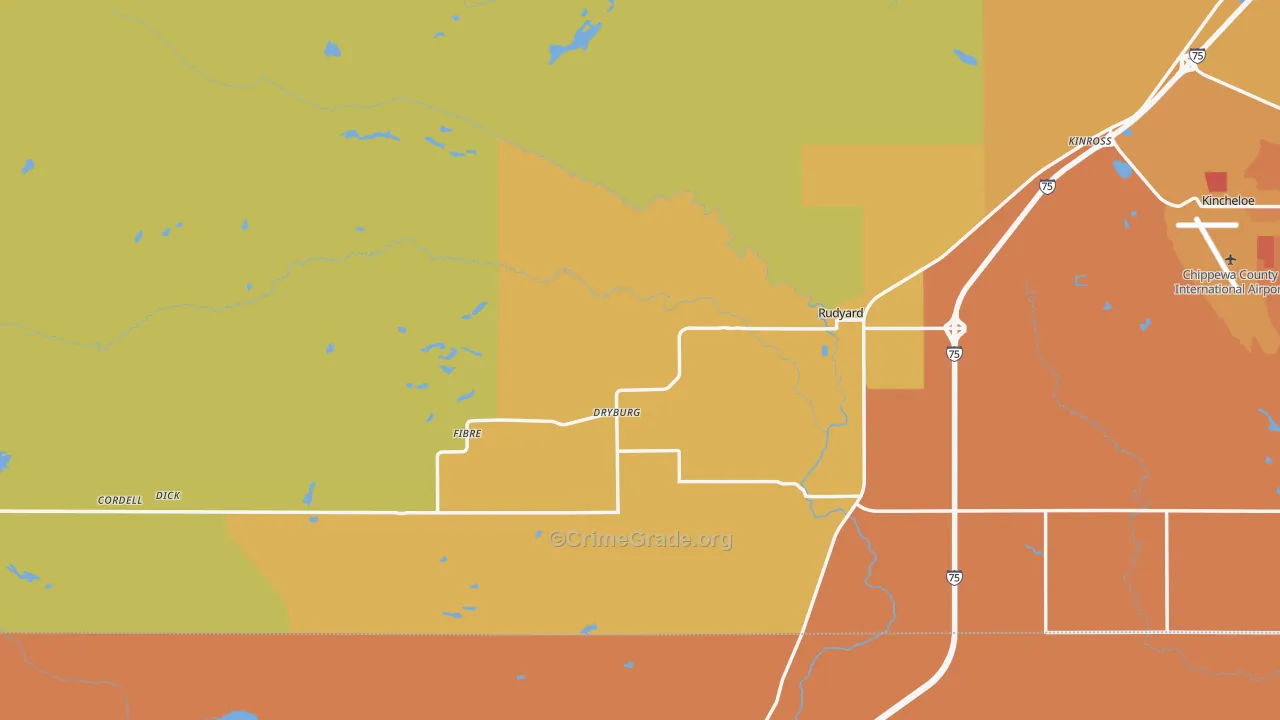 Rudyard, MI Map of Murder Rates