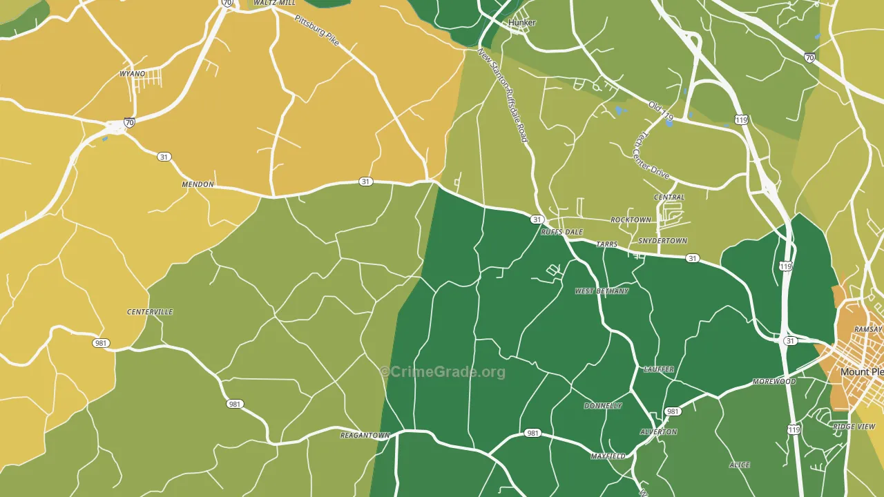 Ruffsdale, PA Map of Murder Rates