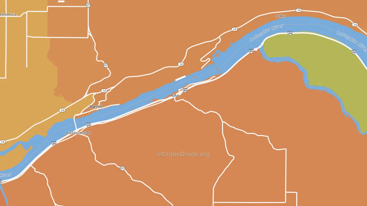 Rufus, OR Map of Murder Rates