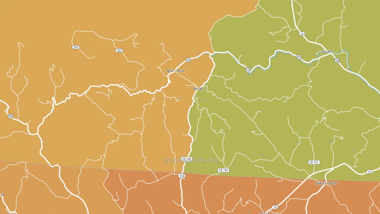Rugby, VA Map of Murder Rates