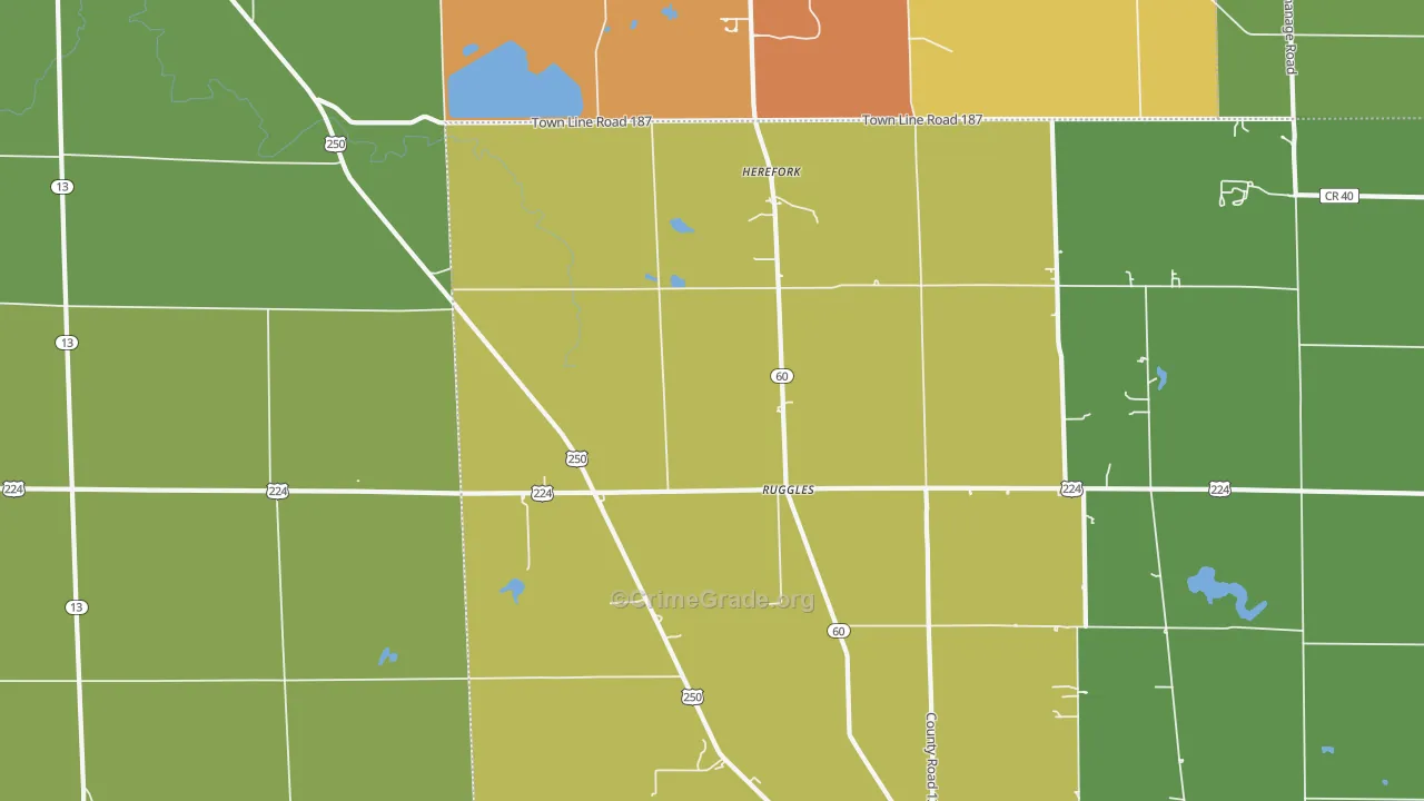 Ruggles, OH Map of Murder Rates