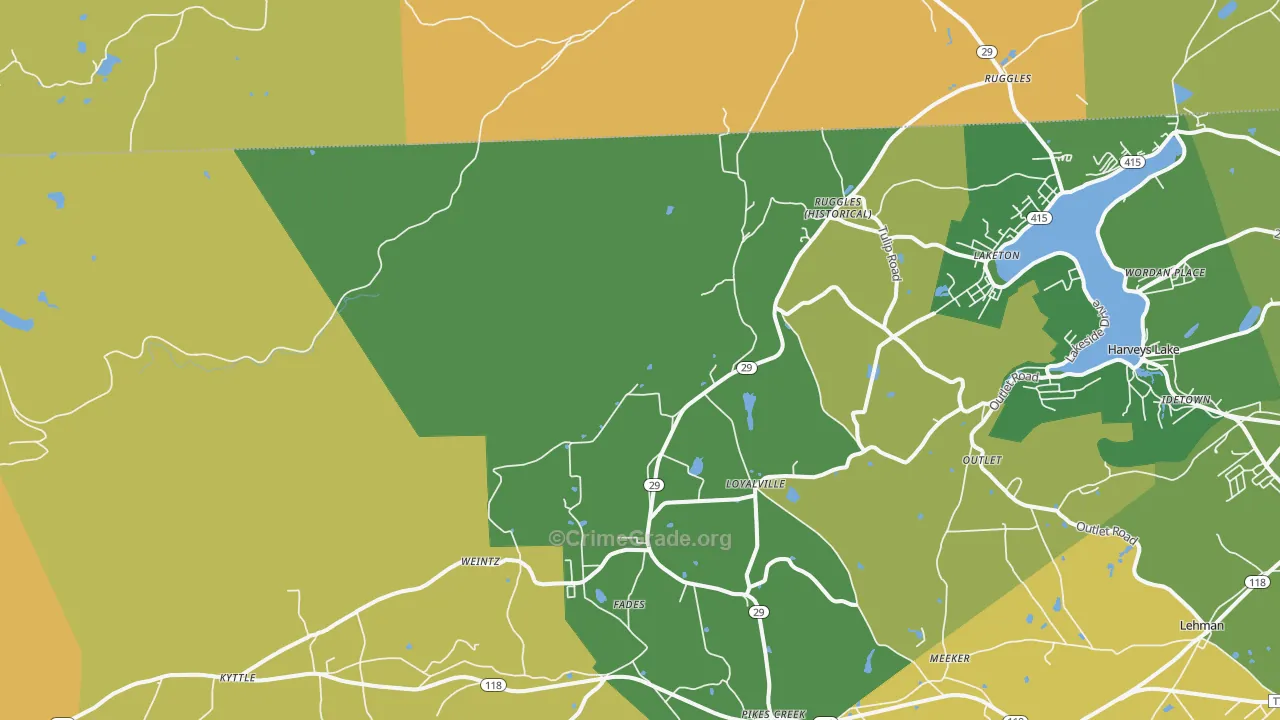Ruggles, PA Map of Murder Rates