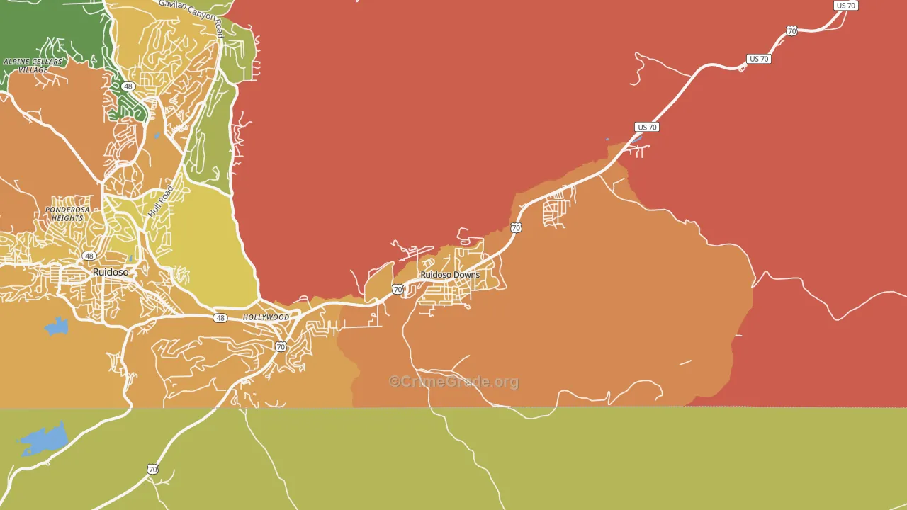 Ruidoso Downs, NM Map of Murder Rates