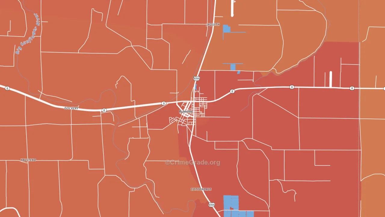 Ruleville, MS Map of Murder Rates