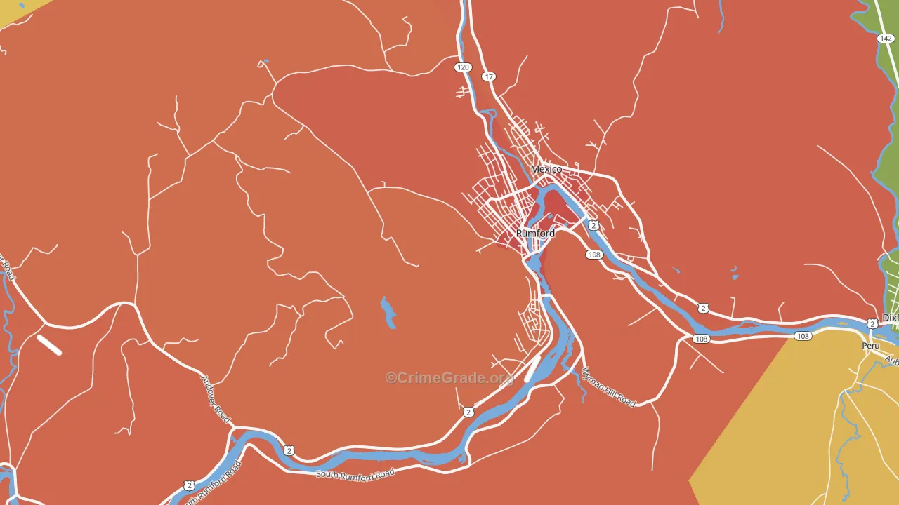 Rumford, ME Map of Murder Rates
