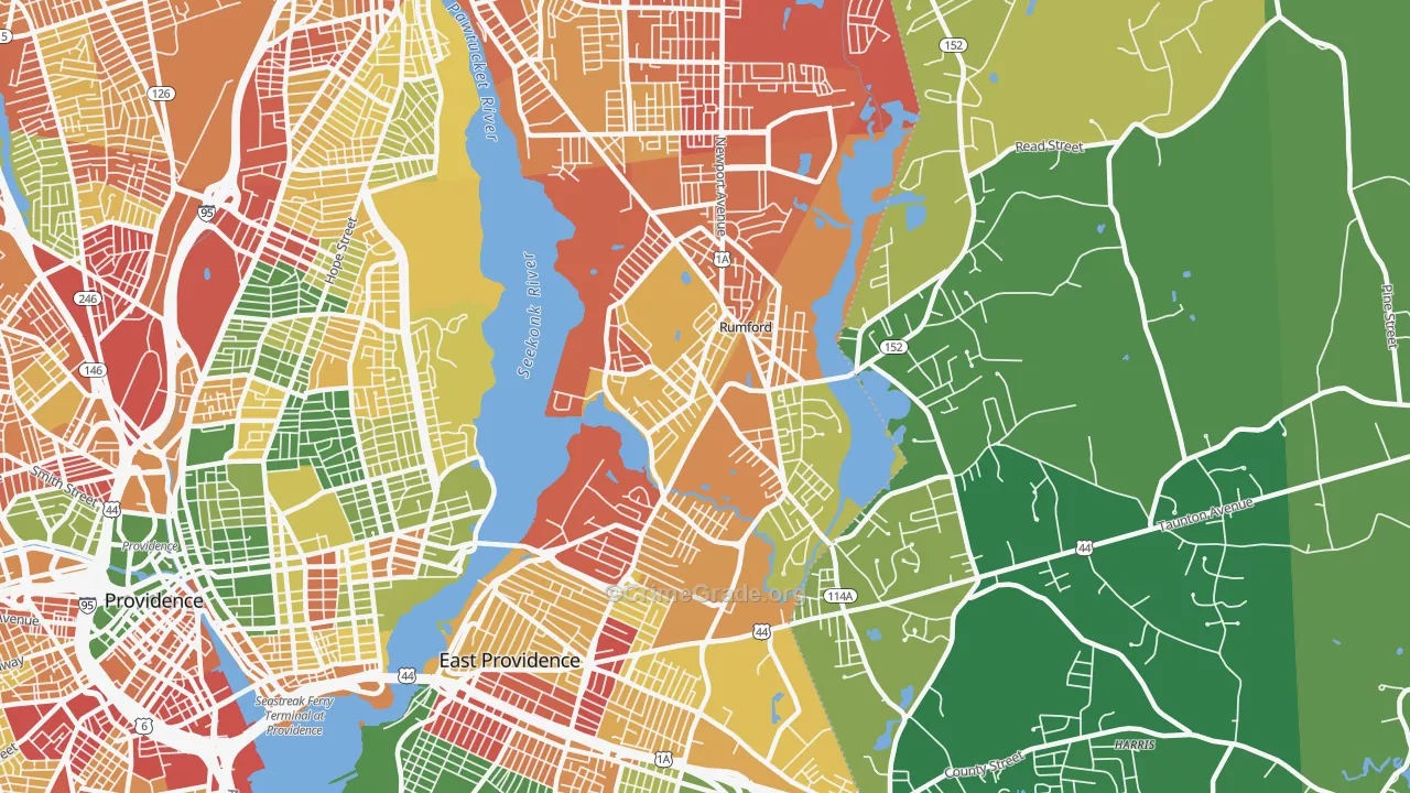 Rumford, RI Map of Murder Rates