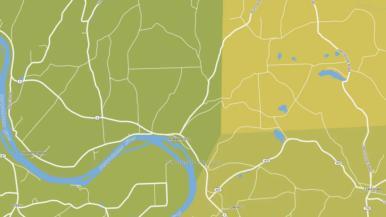 Rummerfield, PA Map of Murder Rates