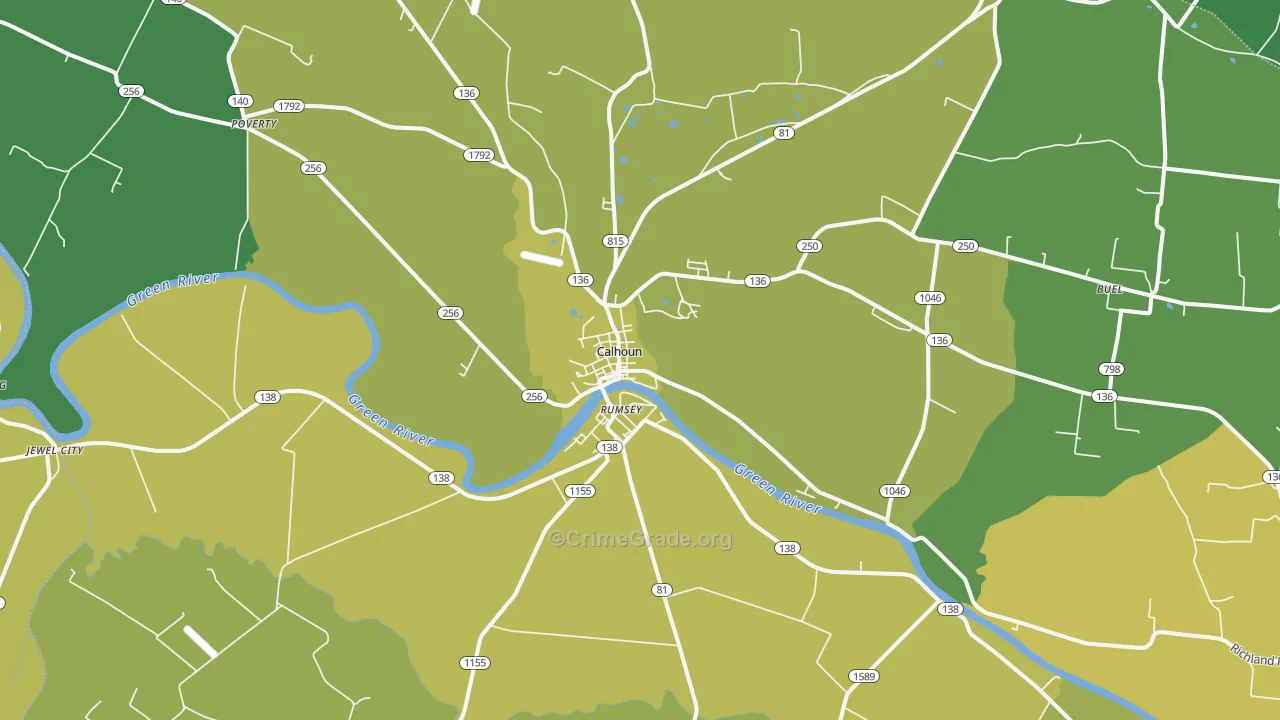 Rumsey, KY Map of Murder Rates