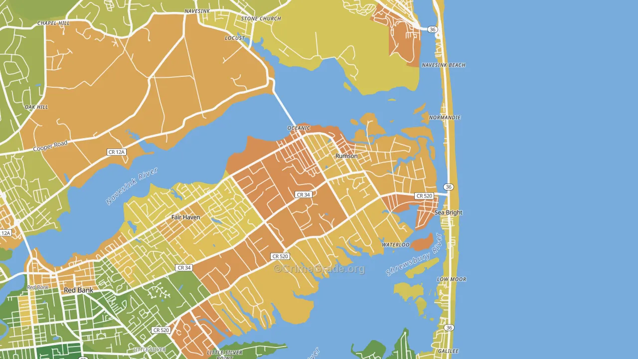 Rumson, NJ Map of Murder Rates