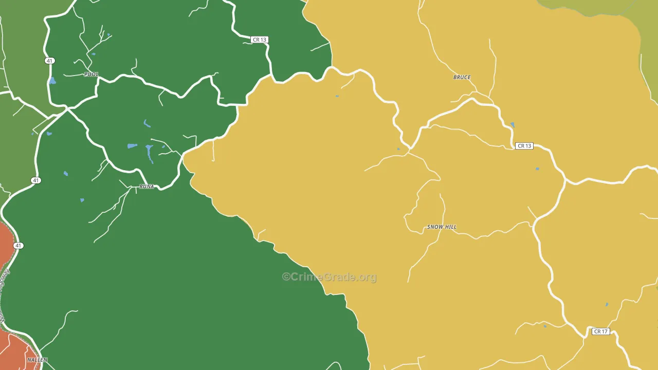 Runa, WV Map of Murder Rates