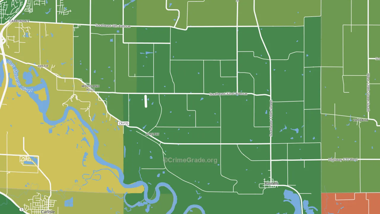 Runnells, IA Map of Murder Rates