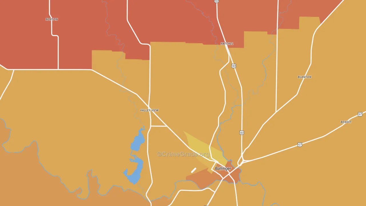 Runnels County, TX Map of Murder Rates