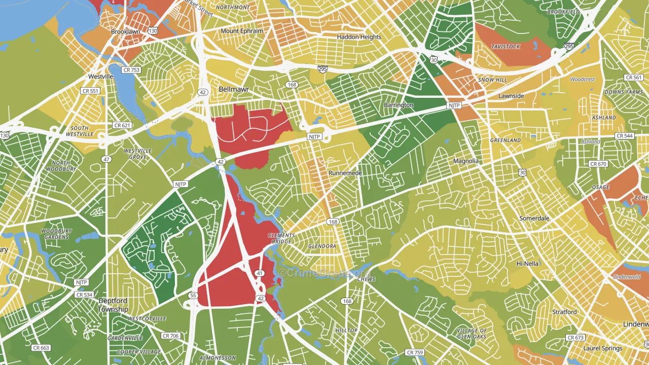 Runnemede, NJ Map of Murder Rates